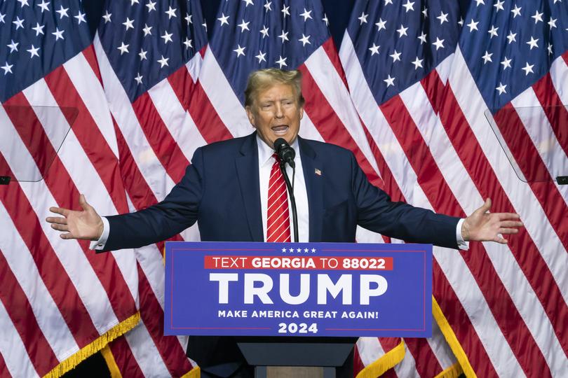 Former President Donald Trump speaks during a rally.