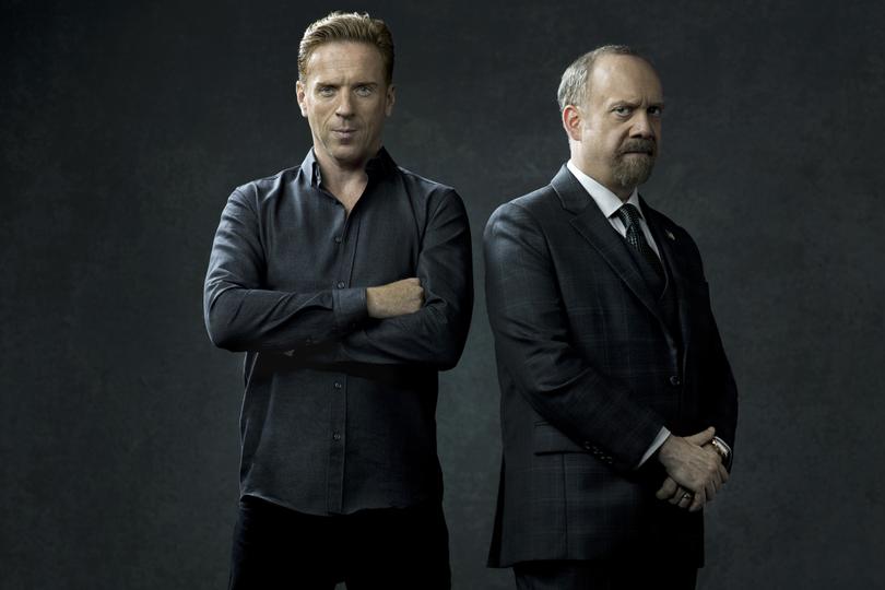 PR Art of the Showtime original series BILLIONS (Season 2, Gallery). - Photo:  James Minchin/SHOWTIME - Photo ID:  BILLIONS_S2_PRArt_02.R    Pictured:  Damian Lewis as Bobby "Axe" Axelrod and Paul Giamatti as Chuck Rhoades