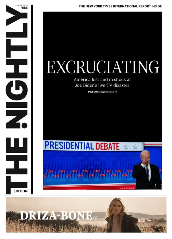 The front page of The Nightly for 28-06-2024