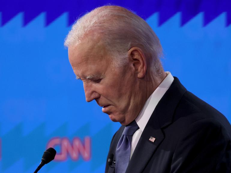 President Joe Biden participates in the CNN Presidential Debate at the CNN Studios on June 27, 2024 in Atlanta, Georgia. 