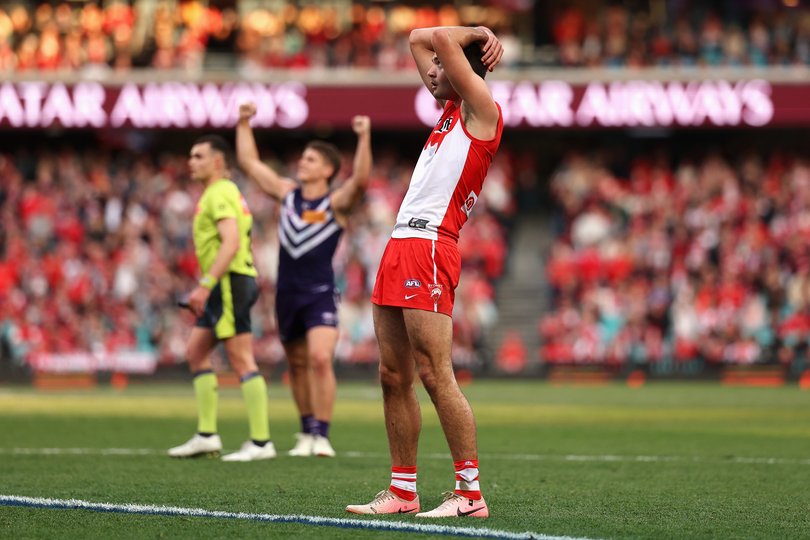 Logan McDonald reacts after missing a goal at full-time.