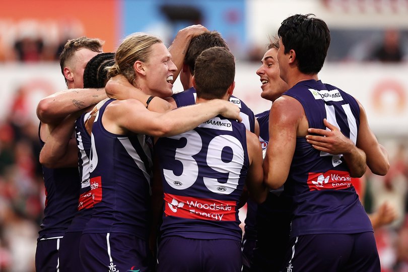 Hayden Young and teammates celebrate the win.