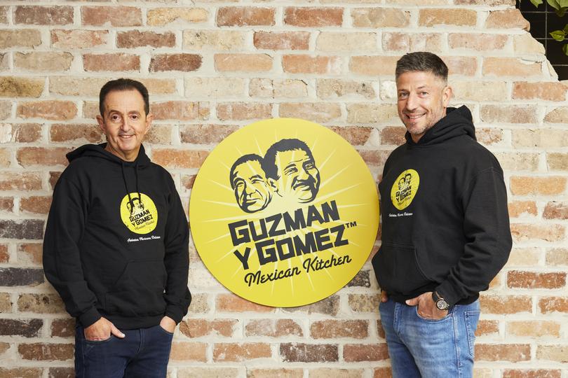 A supplied image obtained on Friday, May 31, 2024, shows Guzman y Gomez co-CEO Hilton Brett (left) and founder and co-CEO Steven Marks. Guzman y Gomez on May 31, 2024 announced plans to float on the ASX on June 20, 2024. The Mexican-inspired fast food chain has 210 restaurants across four countries, including 185 in Australia. (AAP Image/Supplied by Morrow Sodali PR) NO ARCHIVING, EDITORIAL USE ONLY
