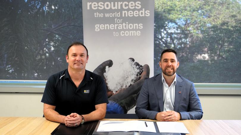 BCI Minerals managing director David Boshoff and CSL Australia Vice President Commercial Daniel Wilson. 
