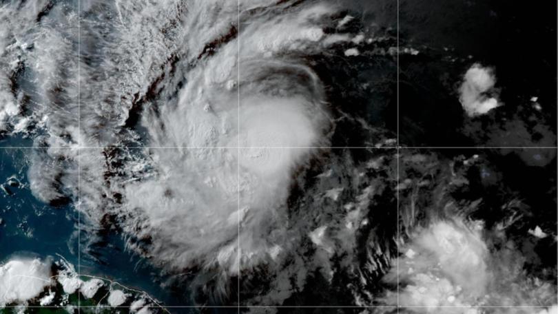 A satellite image of Hurricane Beryl