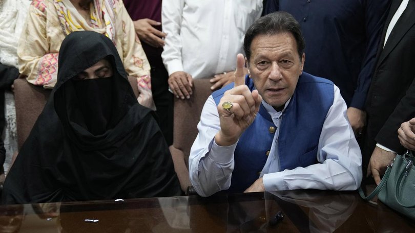 Imprisoned former prime minister Imran Khan should be released, a UN working group says. (AP PHOTO)