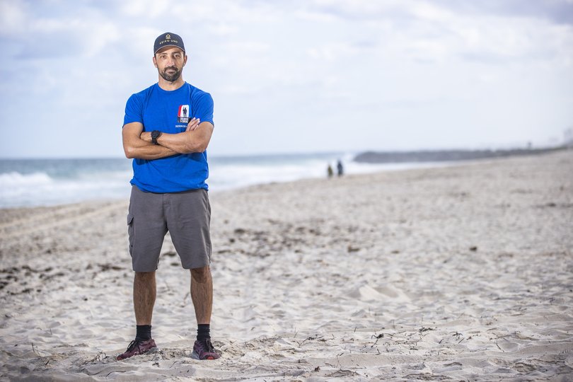 Former police officer Todd Bowler will attempt 5km of burpee jumps along City Beach.