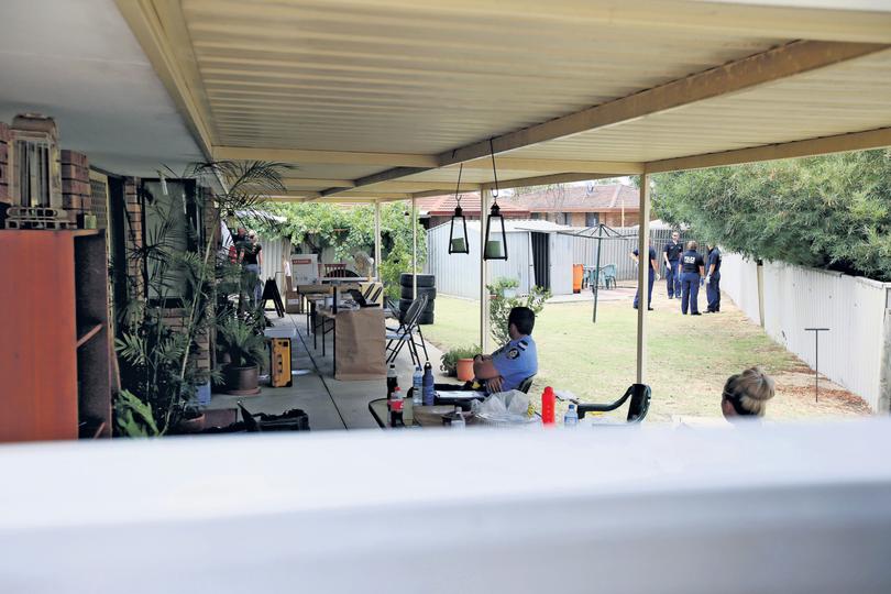MUST CREDIT Colin Murty/The Australian, no archiving. 18/01/2016 
Police in the backyard. Police forensics at Huntingdale, the former home of Bradley Edwards which he owned at the time Ciara Glennon, Jane Rimmer and Sarah Spiers were taken in Claremont 1996- 97.
pic Colin Murty The Australian