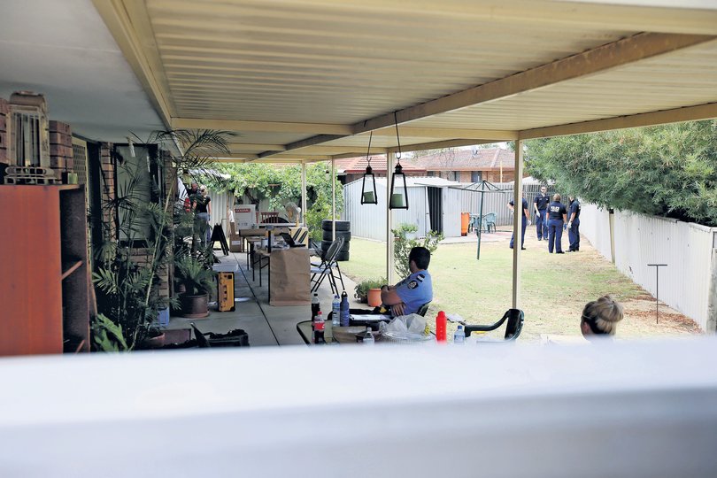MUST CREDIT Colin Murty/The Australian, no archiving. 18/01/2016
Police in the backyard. Police forensics at Huntingdale, the former home of Bradley Edwards which he owned at the time Ciara Glennon, Jane Rimmer and Sarah Spiers were taken in Claremont 1996- 97.
pic Colin Murty The Australian