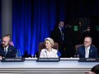 (L-R) European Council President Charles Michel, European Commission President Ursula von der Leyen and Australian Prime Minister Anthony Albanese during the North Atlantic Council meeting with Sweden, Indo-Pacific Partners, and the EU at the NATO ​summit in Vilnius, Lithuania, 12 July 2023. 