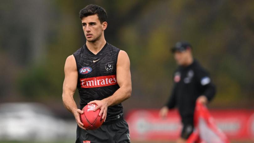 Star Magpies midfielder Nick Daicos remains doubtful for the Bombers clash. (James Ross/AAP PHOTOS)
