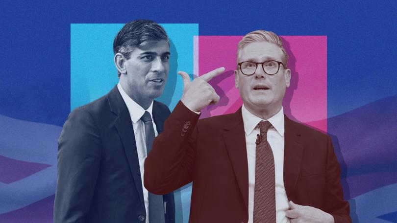 Keir Starmer, right, is likely to replace Rishi Sunak, left, and become the UK’s new prime minister but will he rule a supermajority or a hung parliament?