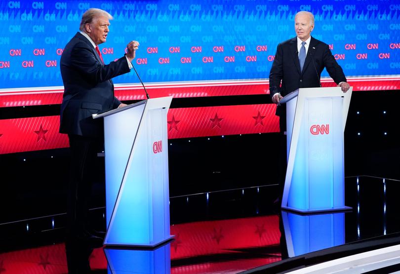 Former president Donald Trump and President Biden participate in the first presidential debate of the 2024 election cycle.