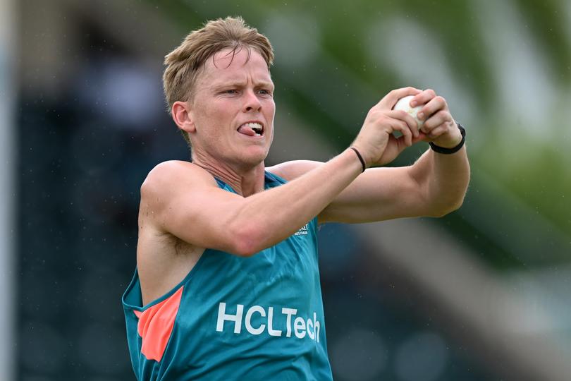 ANTIGUA, ANTIGUA AND BARBUDA - JUNE 18: Nathan Ellis of Australia during a net session as part of the ICC Men's T20 Cricket World Cup West Indies & USA 2024 at Coolidge Cricket Ground on June 18, 2024 in Antigua, Antigua and Barbuda. (Photo by Gareth Copley/Getty Images)