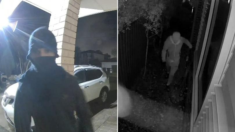 The man has been captured on security videos across Sydney’s northwest as he scoured homes and tried to steal cars.