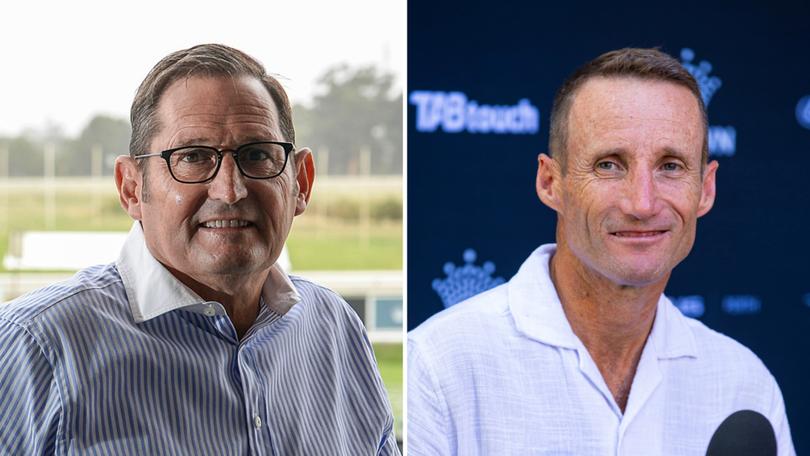 Neil Pinner, left, is being sued for $4 million by Damien Oliver, the champion jockey and former mate he used to manage.