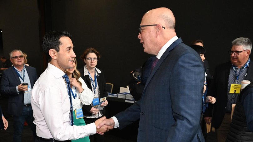 Peter Dutton will join David Crisafulli at the Queensland LNP conference on Saturday. (Darren England/AAP PHOTOS)