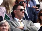  Pat Cummins looks on from the royal box as he watches Novak Djokovic at Wimbledon.