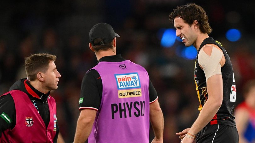 Max King's AFL season is over after the luckless St Kilda key forward's latest injury setback. (Morgan Hancock/AAP PHOTOS)