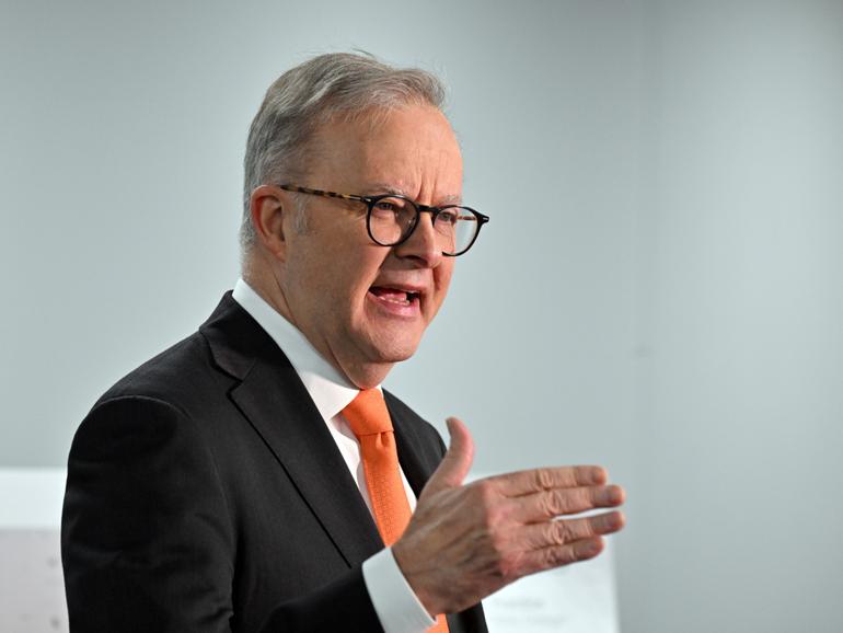 Prime Minister Anthony Albanese at a press conference after visiting an urgent care clinic in Queanbeyan, Friday, July 5, 2024. (AAP Image/Mick Tsikas) NO ARCHIVING