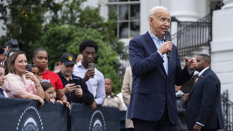 President Joe Biden vowed he wasn't going anywhere during July 4 ceremonies at the White House. (AP PHOTO)