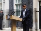 Outgoing Prime Minister Rishi Sunak speaks to the media as he leaves 10 Downing Street following Labour's landslide election victory.