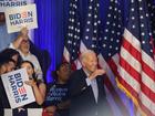 President Biden with supporters Friday at a rally in Madison.