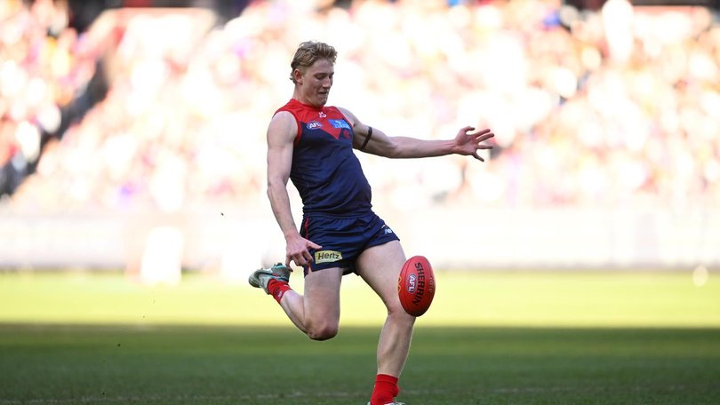 Jacob Van Rooyen kicked four goals in Melbourne's 54-point defeat of West Coast at the MCG. (James Ross/AAP PHOTOS)