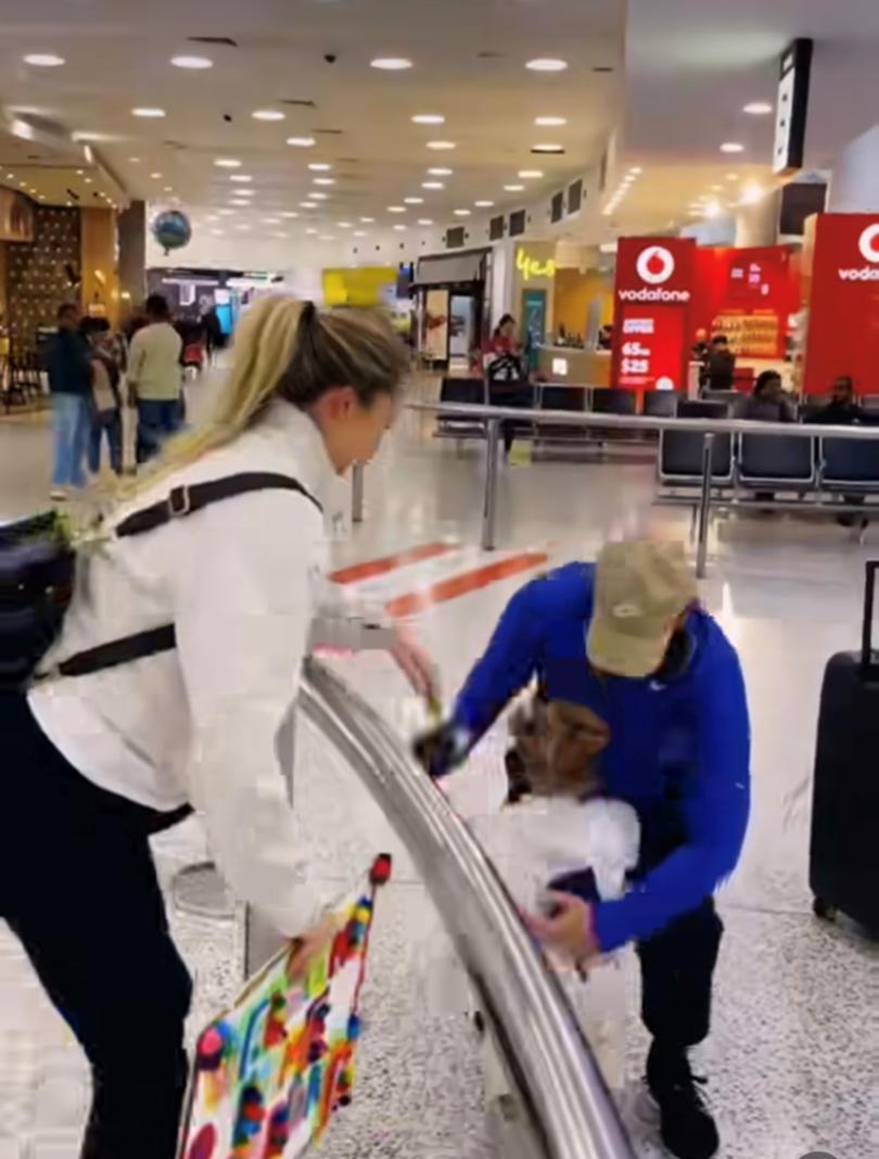 Sunrise weatherman Sam Mac shared a heart-warming clip of his reunion with fiancée Rebecca James and daughter Margot at Sydney Airport. 