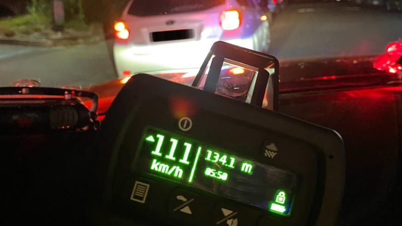 A white Subaru was spotted travelling at 111km/h in a 60km/h zone on Parramatta Rd, Burwood about 11.20pm Friday.