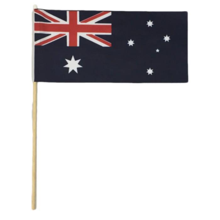 The hand-held Aussie flag will be on shelves at Woolworths supermarkets later this month. 