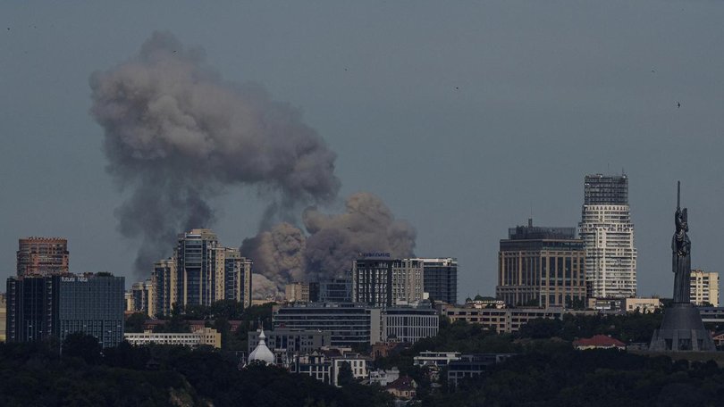 Russian missiles have hit Ukraine's capital Kyiv and other cities in a rare daytime attack. (AP PHOTO)