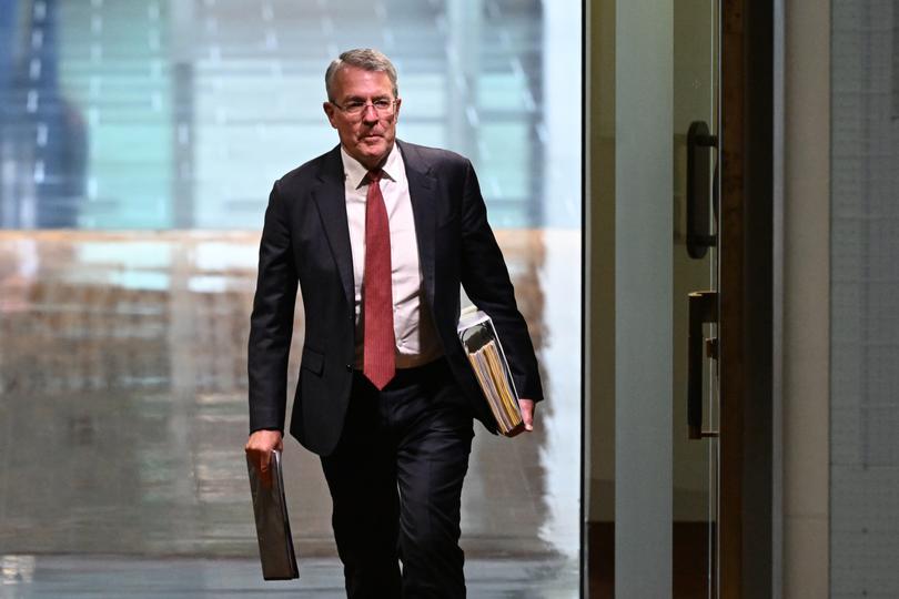 Australian Attorney-General Mark Dreyfus arrives during Question Time in the House of Representatives at Parliament House in Canberra, Thursday, June 6, 2024. (AAP Image/Lukas Coch) NO ARCHIVING