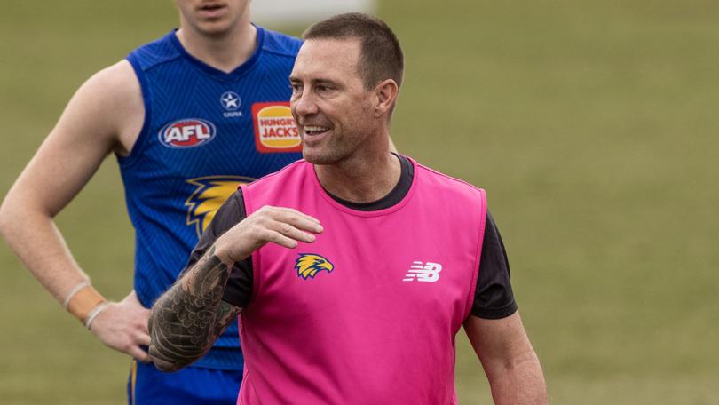 Jarrad Schofield, pictured at West Coast Eagles training after it was revealed Adam Simpson was revealed to be departing the top job.