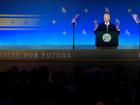 President Joe Biden speaks during  the 75th Anniversary of NATO commemoration in Washington. 