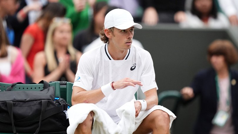 Alex de Minaur appeared to injure himself on the final point of his match against Frenchman Arthur Fils.