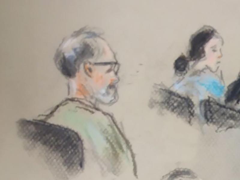 Court sketch of Jason Richard Struhs (left)