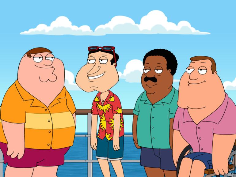 Patrick Warburton voices Joe (right) in Family Guy.