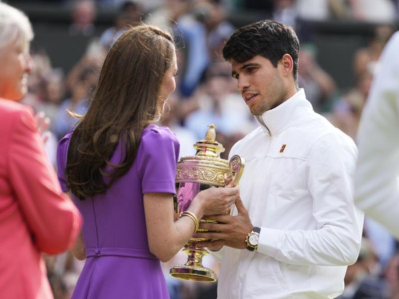 Carlos Alcaraz of Spain and Kate, Princess of Wales