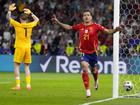 Mikel Oyarzabal celebrates the goal that won the Euro 2024 final for Spain against England.