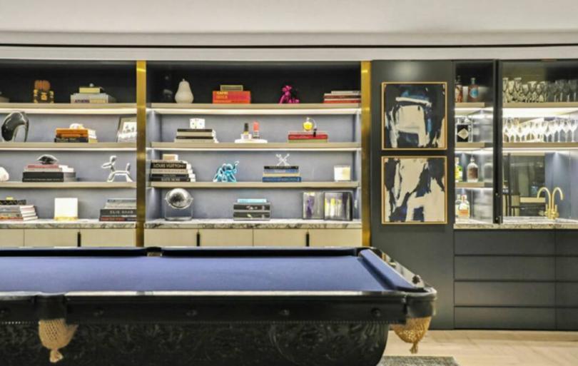 The 29-year-old fashion lover has however put her own colourful spin on the home including in the games room.