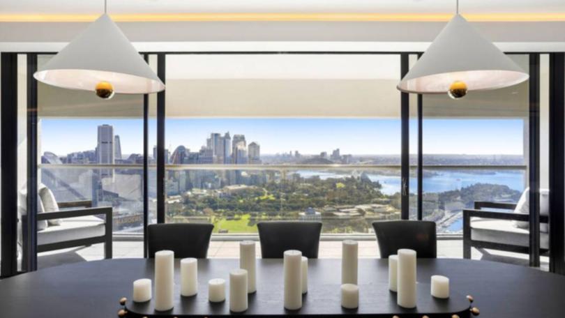 Dinner with a view is on the menu in the 40th floor apartment with views over Sydney Harbour.