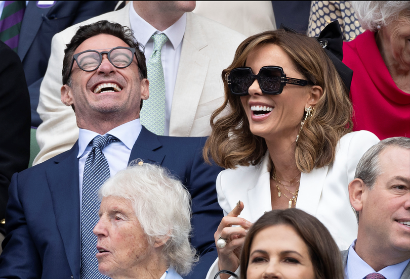 Actor Hugh Jackman was caught putting on a flirty display with Hollywood actress Kate Beckinsale in the Royal Box in Wimbledon.