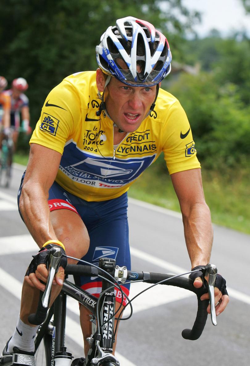 Armstrong riding in the Tour De France back in 2004.