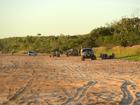 Locals set up camp at Gunn Point Beach on the outskirts of Darwin, Friday, May 1, 2020. Northern Territory becomes the first state to ease COVID-19 restrictions. (AAP Image/Patrina Malone) NO ARCHIVING