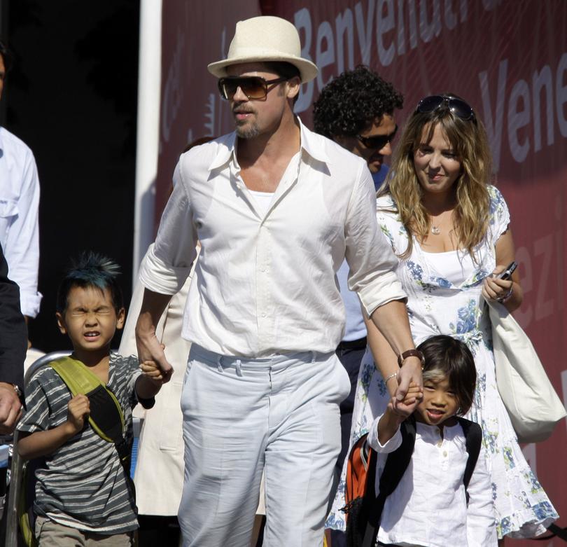 Brad Pitt is said to have no contact with his children. Seen here with Maddox, left, and Pax, right, in Venice in 2008. 