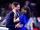 epa11484707 Vice presidential nominee and Senator from Ohio JD Vance (L) kisses his wife, Usha Vance (R), after he spoke on the third day of the Republican National Convention (RNC) in the Fiserv Forum in Milwaukee, Wisconsin, USA, 17 July 2024. The convention comes days after a 20-year-old Pennsylvania man attempted to assassinate former president and current Republican presidential nominee Donald J. Trump. The 2024 Republican National Convention is being held 15 to 18 July 2024 in which delegates of the United Statesâ€™ Republican Party select the party's nominees for president and vice president in the 2024 United States presidential election. EPA/JIM LO SCALZO EPA-EFE/JIM LO SCALZO JIM LO SCALZO