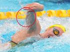 Ariarne Titmus shows her sparkly nails as she competes in the Women’s 4x200m Freestyle Relay Final at the Tokyo Olympic Games.