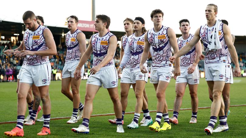 The Docker after their loss to Hawthorn in Launceston. 