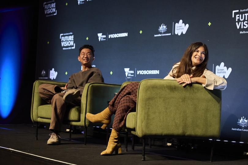 Lee Sung Jin and Joanna Calo in conversation at the FutureVision summit.